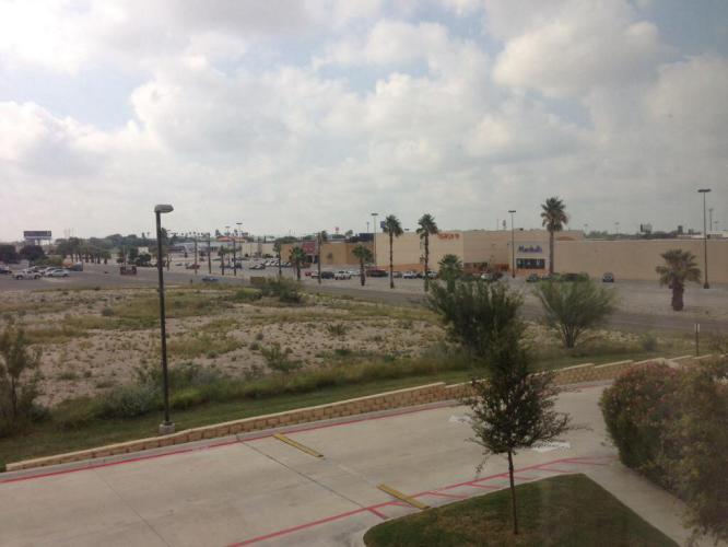 The view of a mall in Del Rio from the Hampton Inn.
