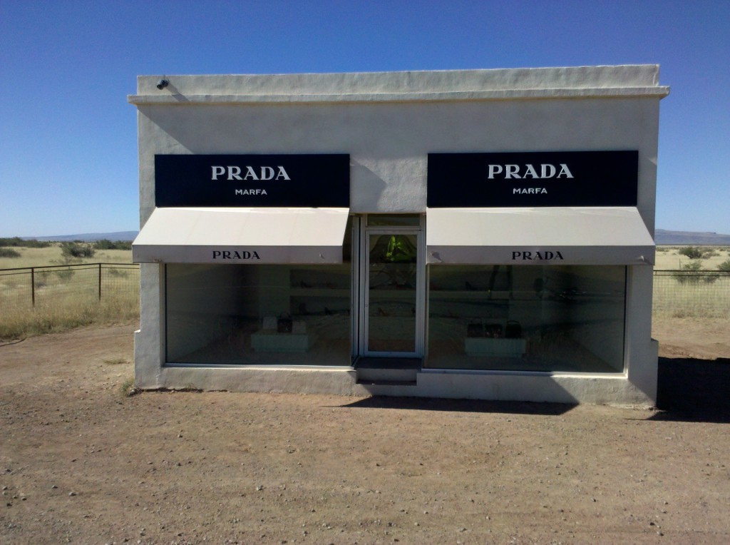 PRADA art project outside Valentine, TX on US 90.  It was installed by some of the artists of the Marfa artist community.