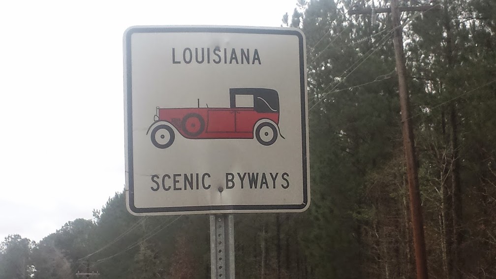 Louisiana Scenic Byways Road Sign along LA 10.  We saw about a dozen of these signs today, which were usually accompanied by the sign in the next photo.
