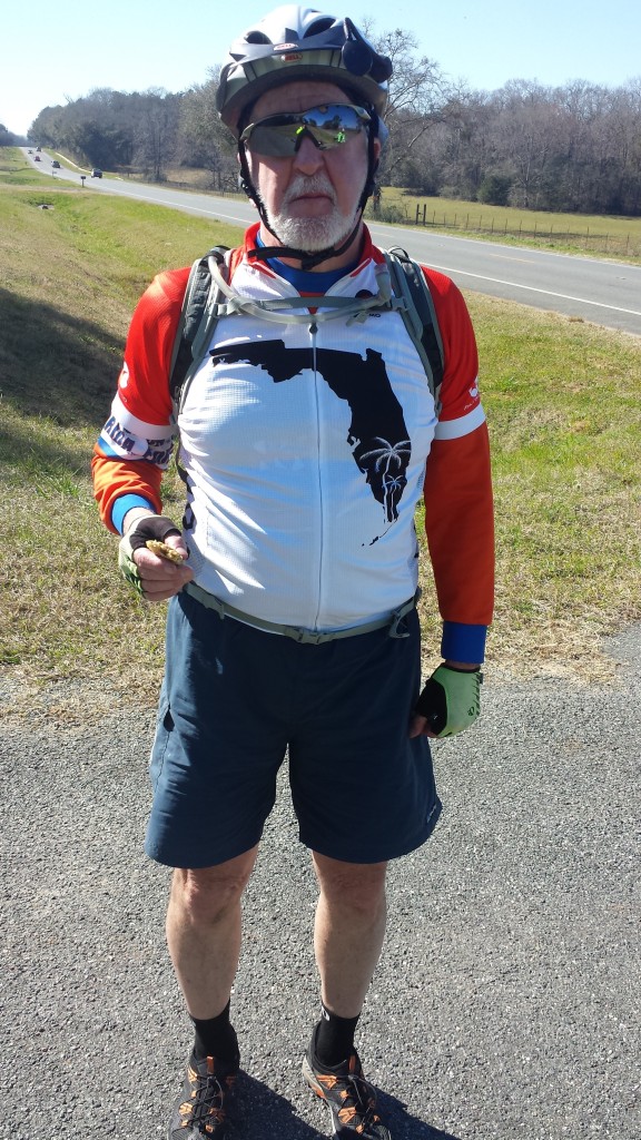 Tim in one of his two Florida biking jerseys - I'm not sure if this is the one Marcia or Matt gave him for Christmas.