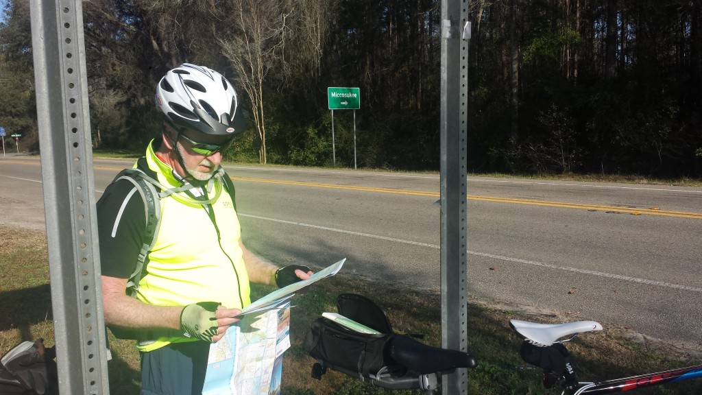 Tim checking the maps at our first stop.