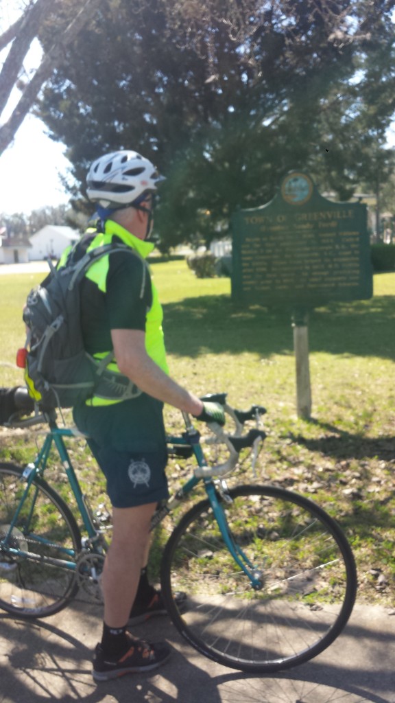 Tim reading a historical marker in Greenville, FL.